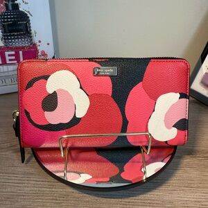 Kate Spade Red and Black Floral Wallet